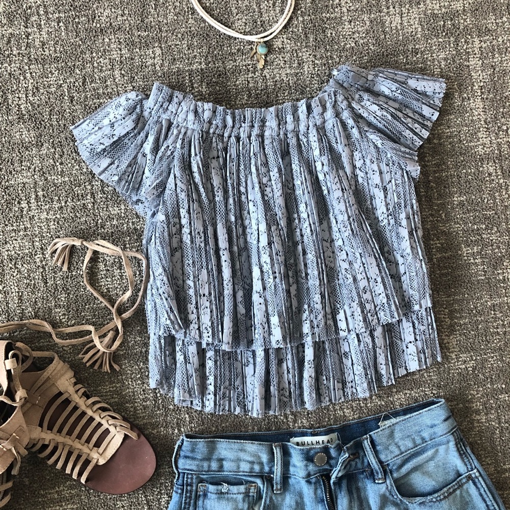 🆕Zara Trafaluc Lace Pleated Off The Shoulder Top